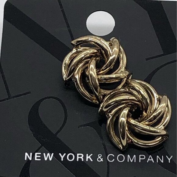 New York & Company Gold Knot Stud Earrings Women’s Elegant Design - Picture 1 of 4